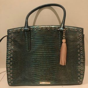 Green faux-alligator skin COACH purse